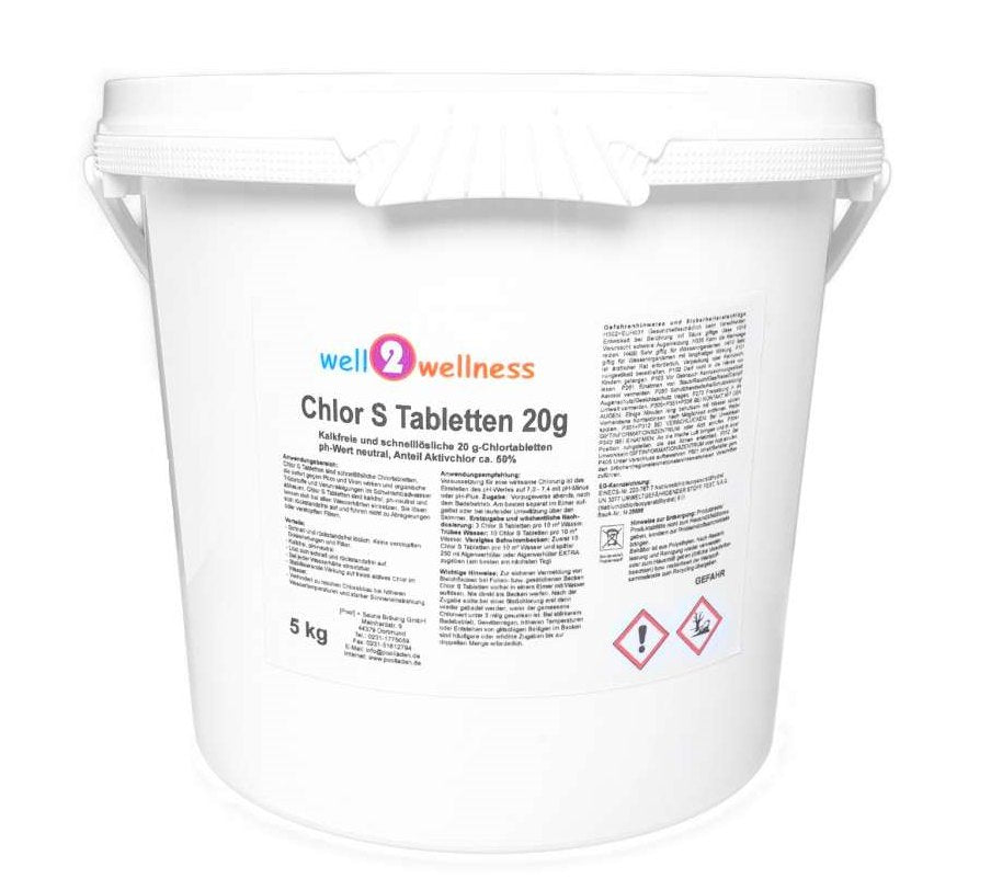 well2wellness® Chlor S Tabs 20g - schnell lösliche Chlortabletten