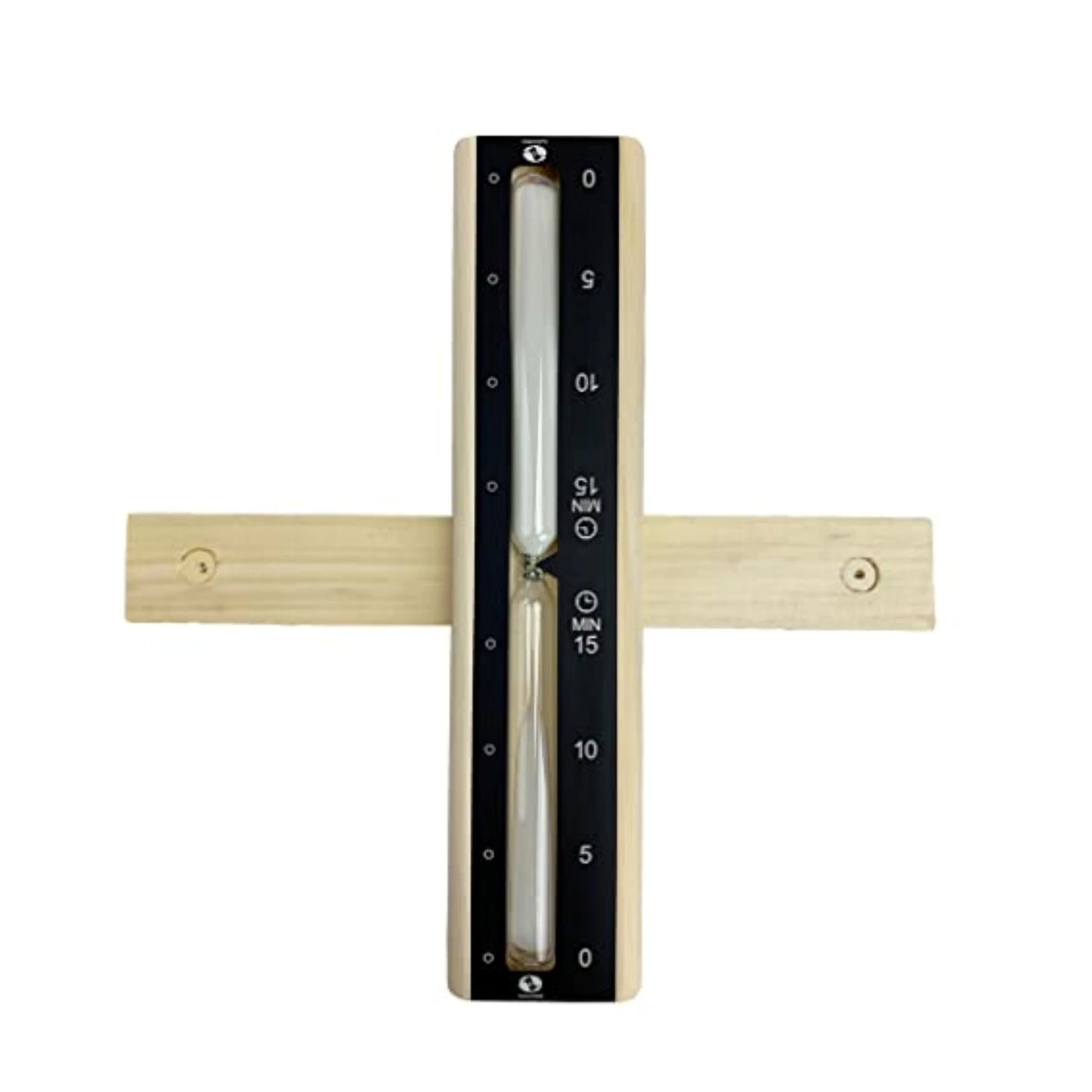 SudoreWell® Sauna Sanduhr Exklusiv Alu Black 15 Minuten aus Kiefernholz mit Alu Frontdesign und weißem Sand