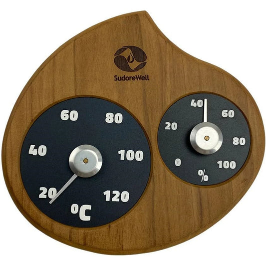 SudoreWell® Sauna Thermo- + Hygrometer Flame aus hochwertigem Zedernholz
