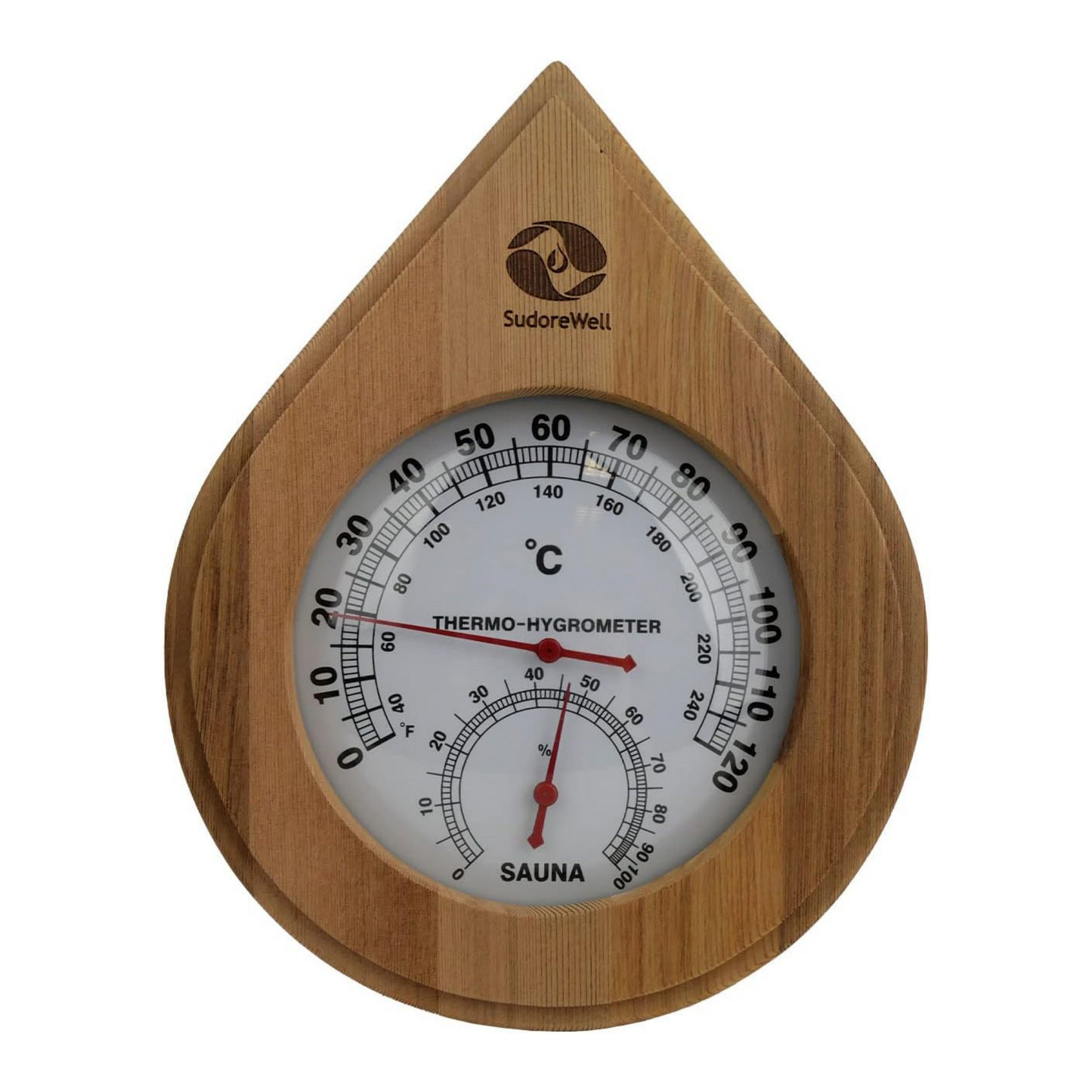 Sudorewell® Sauna Klimamesser Tropfen dunkel - Thermometer + Hygrometer