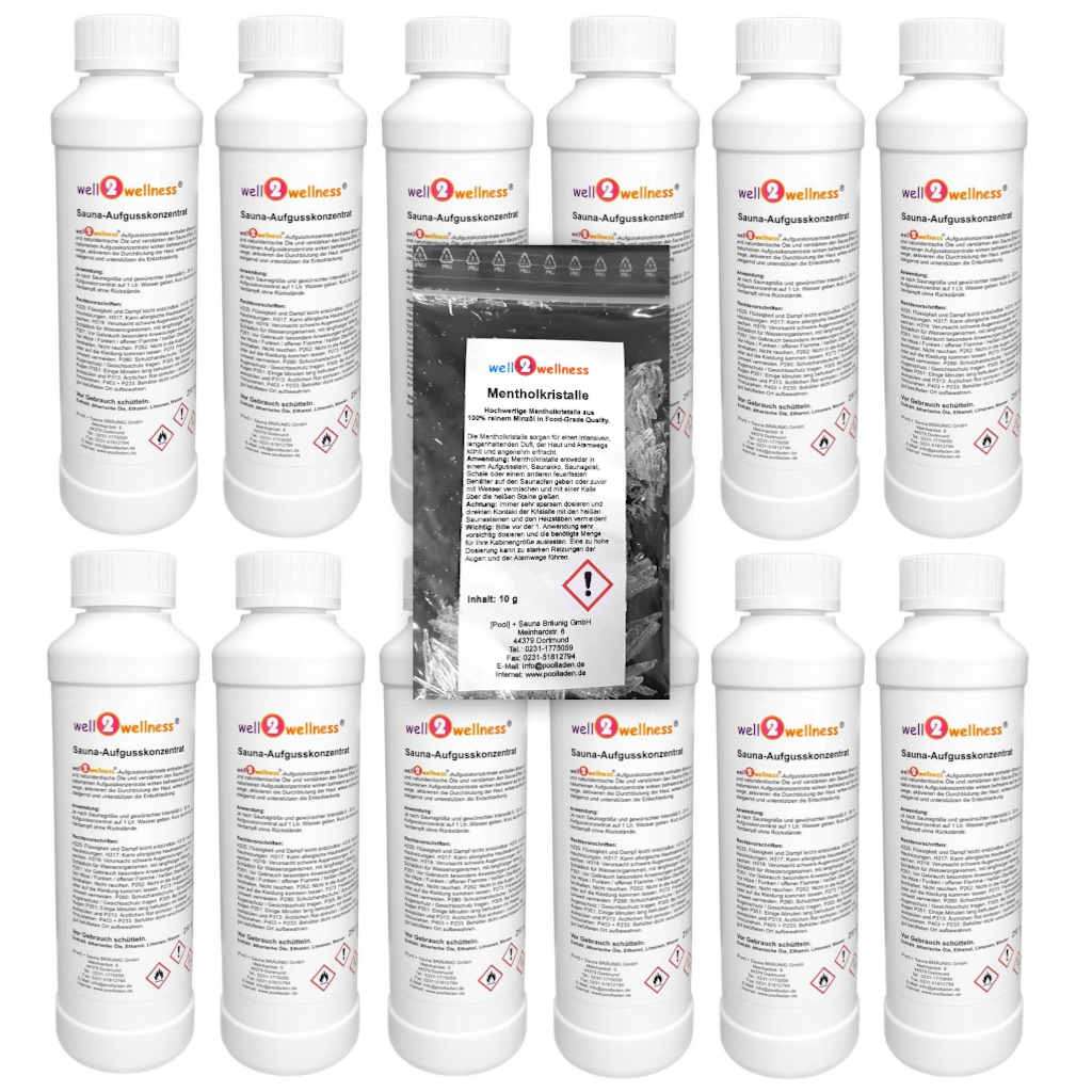 Saunaaufguss Set 12 x 250 ml - freie Duftwahl