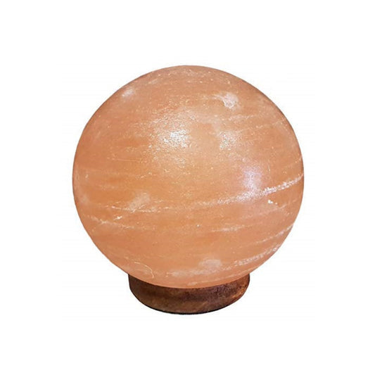 Salzkristall Lampe "Planet" auf Holzsockel in verschiedenen Größen