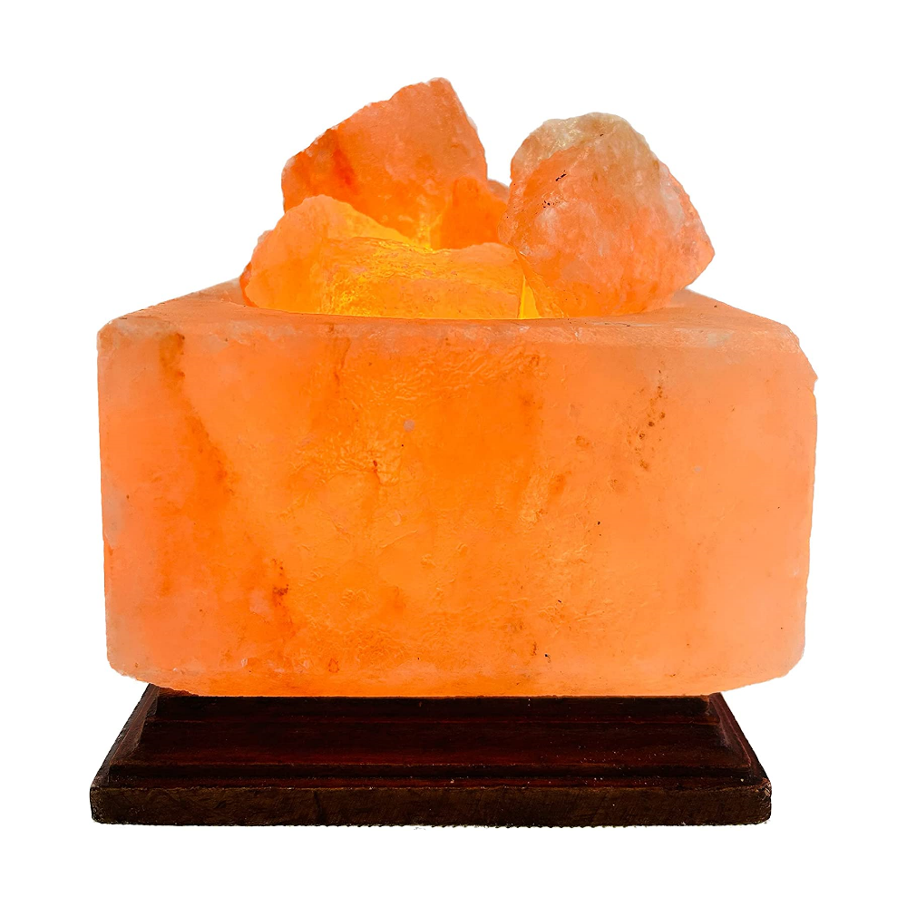 Salzkristall Lampe " Feuerschale mit Salzbrocken Chunks Ø18"