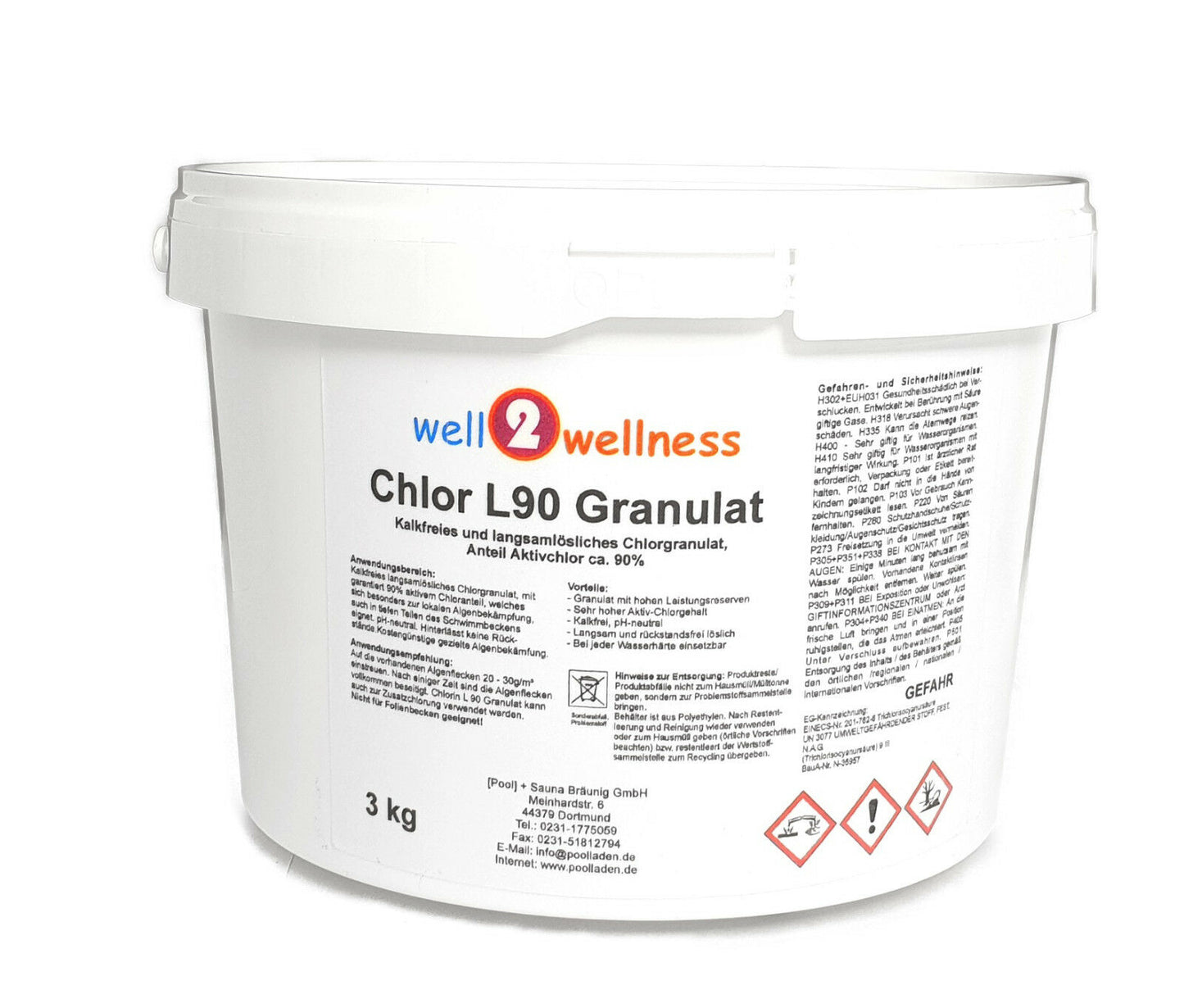 well2wellness® L90 Granulat - langsam lösliches Chlorgranulat