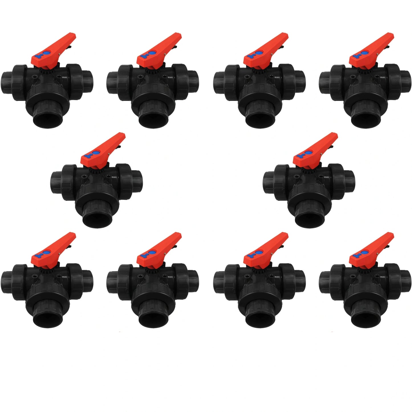 PVC 3-Wege Kugelhahn mit 16-Stellpositionen - Ø50mm