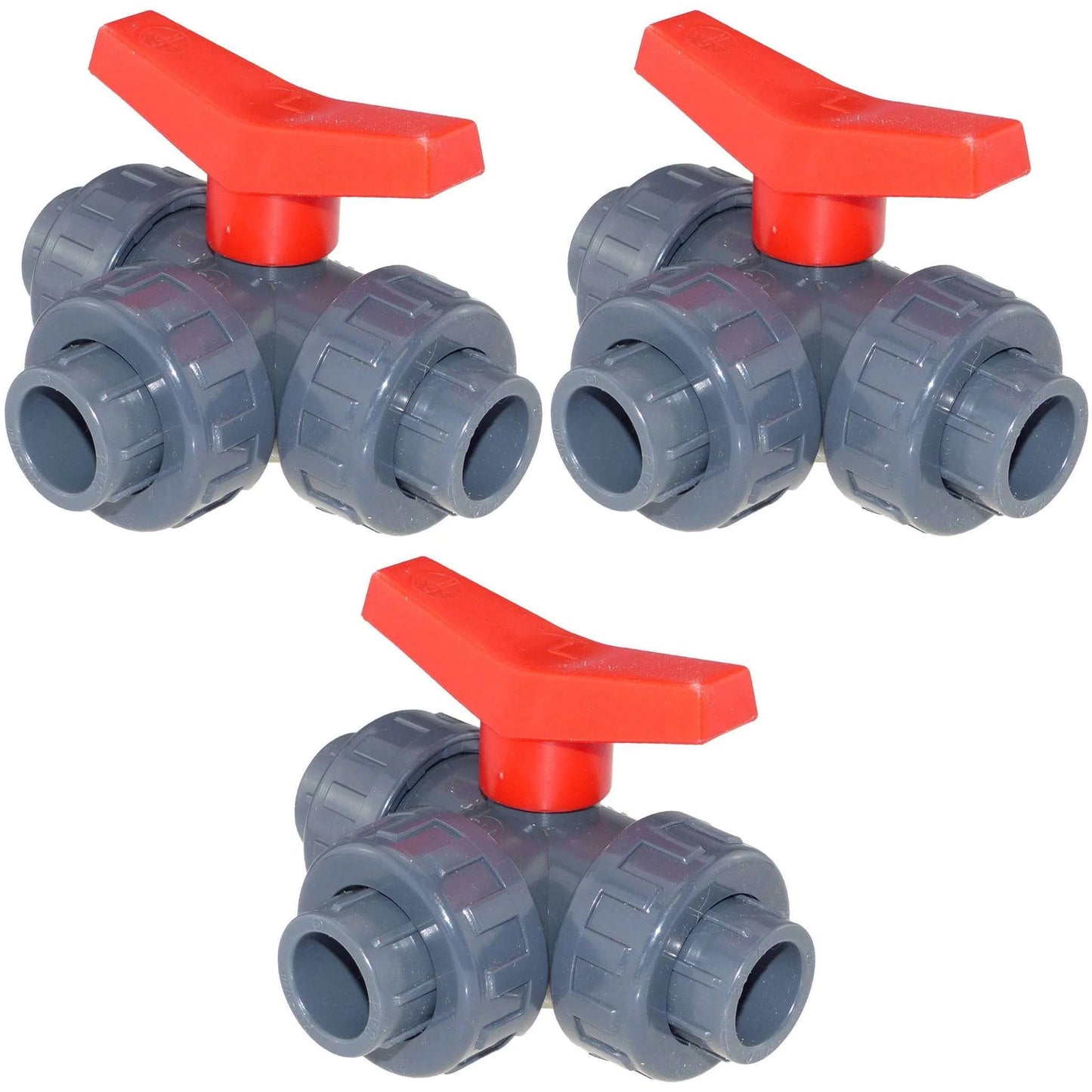 PVC 3-Wege Kugelhahn mit L-Bohrung - Ø50mm