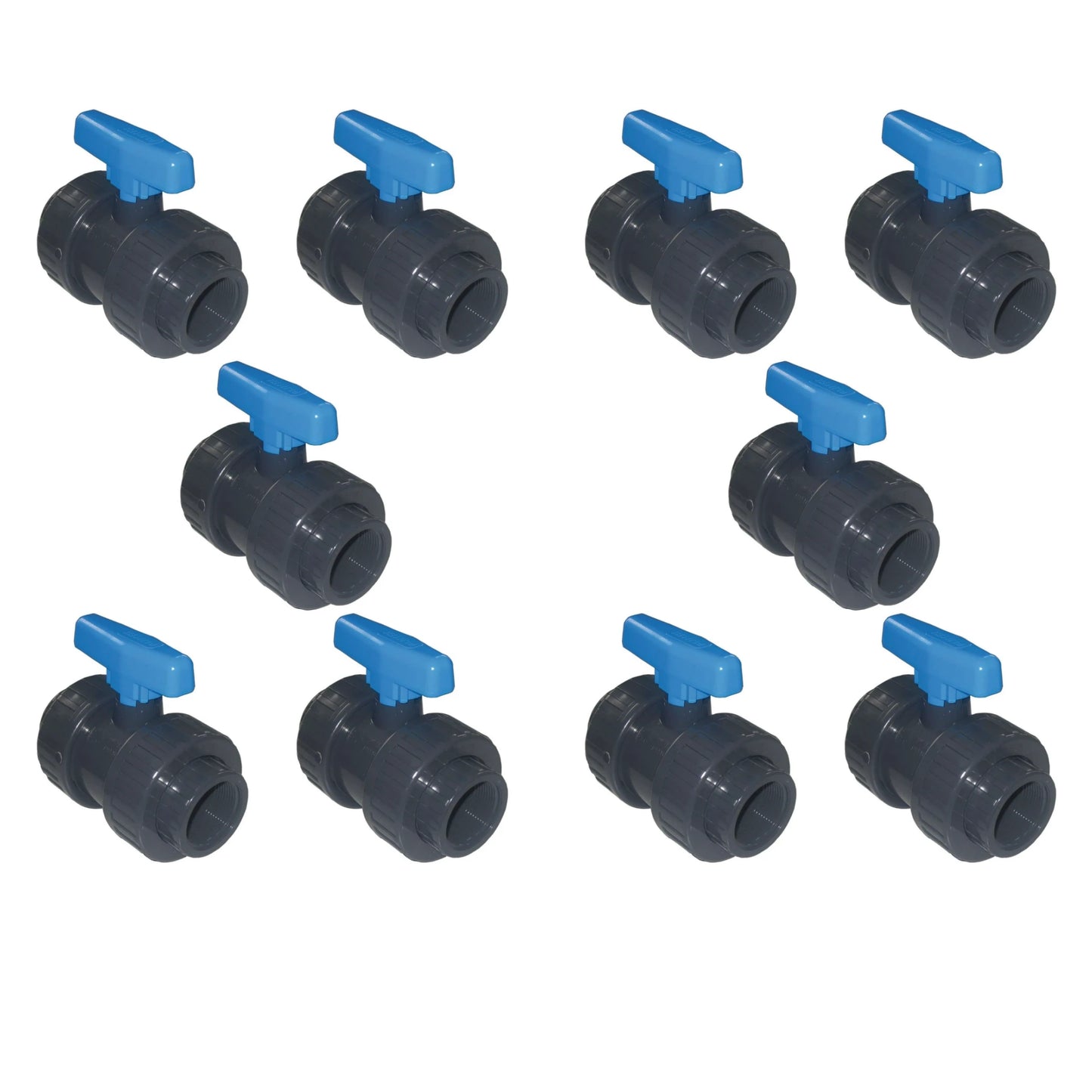 PVC 2-Wege Kugelhahn mit blauem Hebel - 1 1/2" Innengewinde