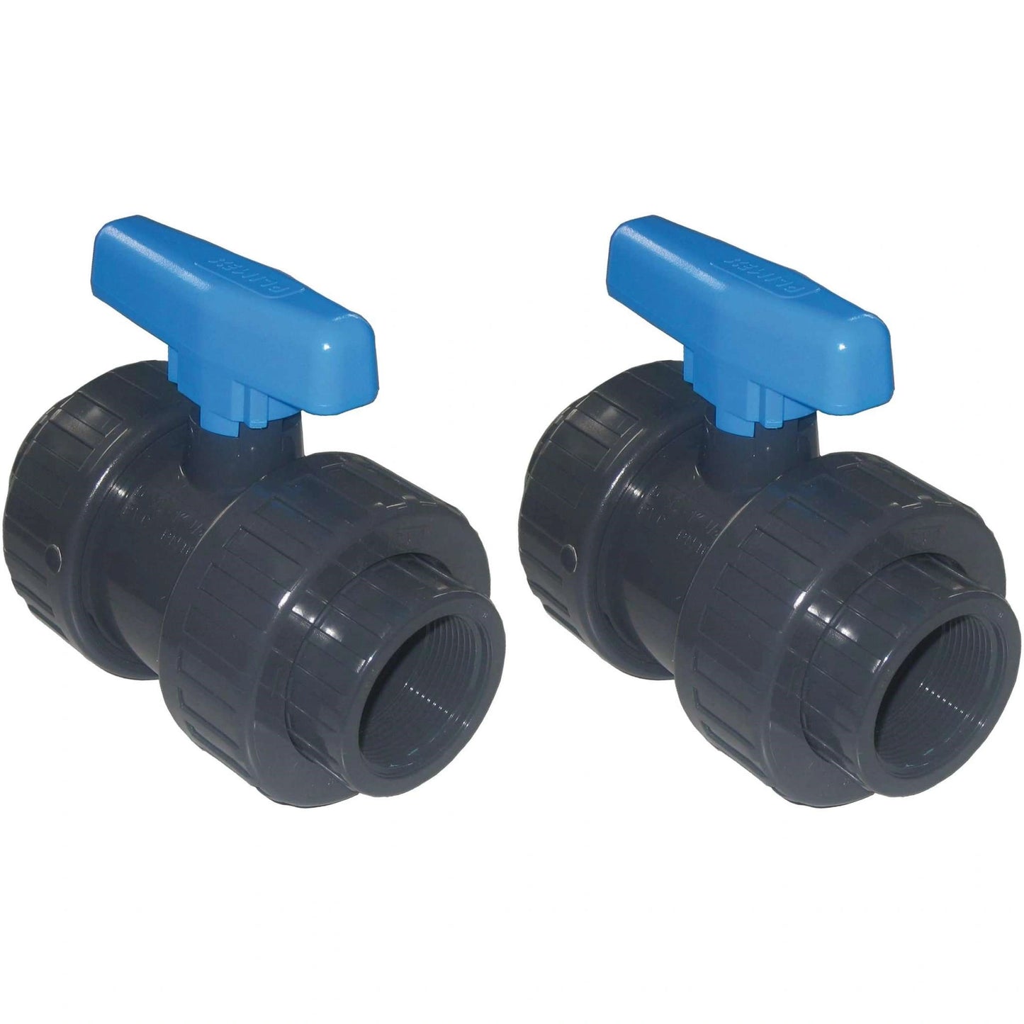 PVC 2-Wege Kugelhahn mit blauem Hebel - 1 1/2" Innengewinde