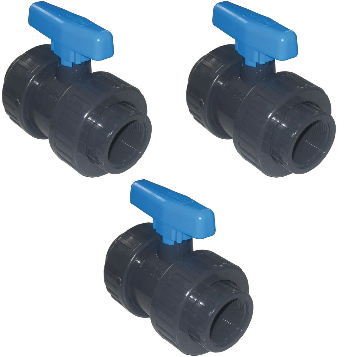 PVC 2-Wege Kugelhahn mit blauem Hebel - 1 1/2" Innengewinde