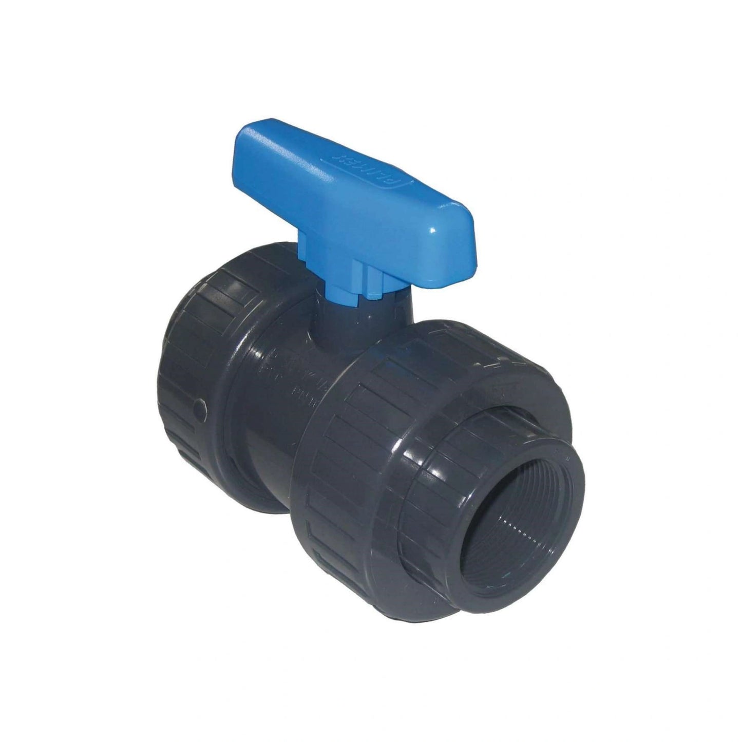 PVC 2-Wege Kugelhahn mit blauem Hebel - 1 1/2" Innengewinde