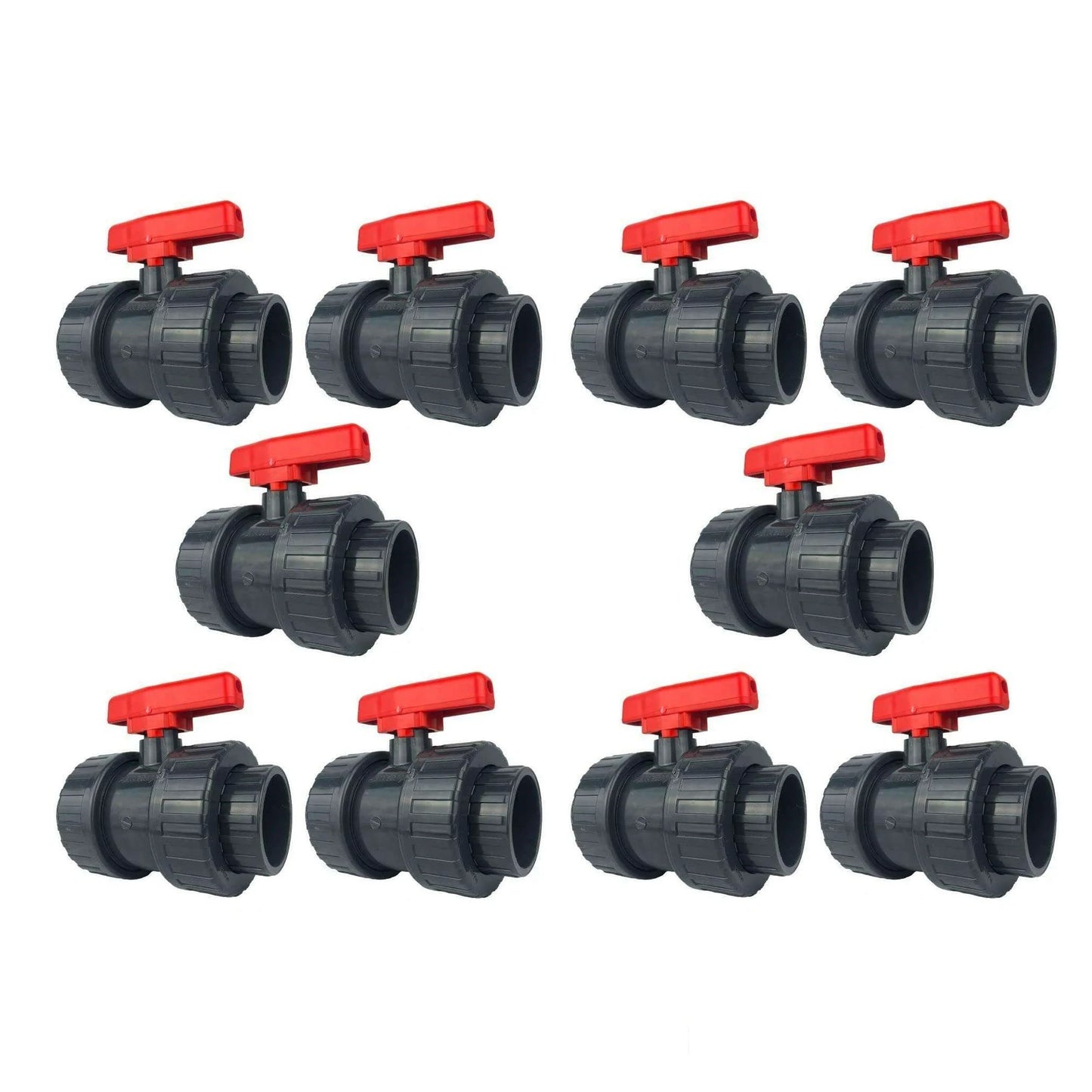 PVC 2-Wege Kugelhahn mit rotem Hebel - Ø50mm