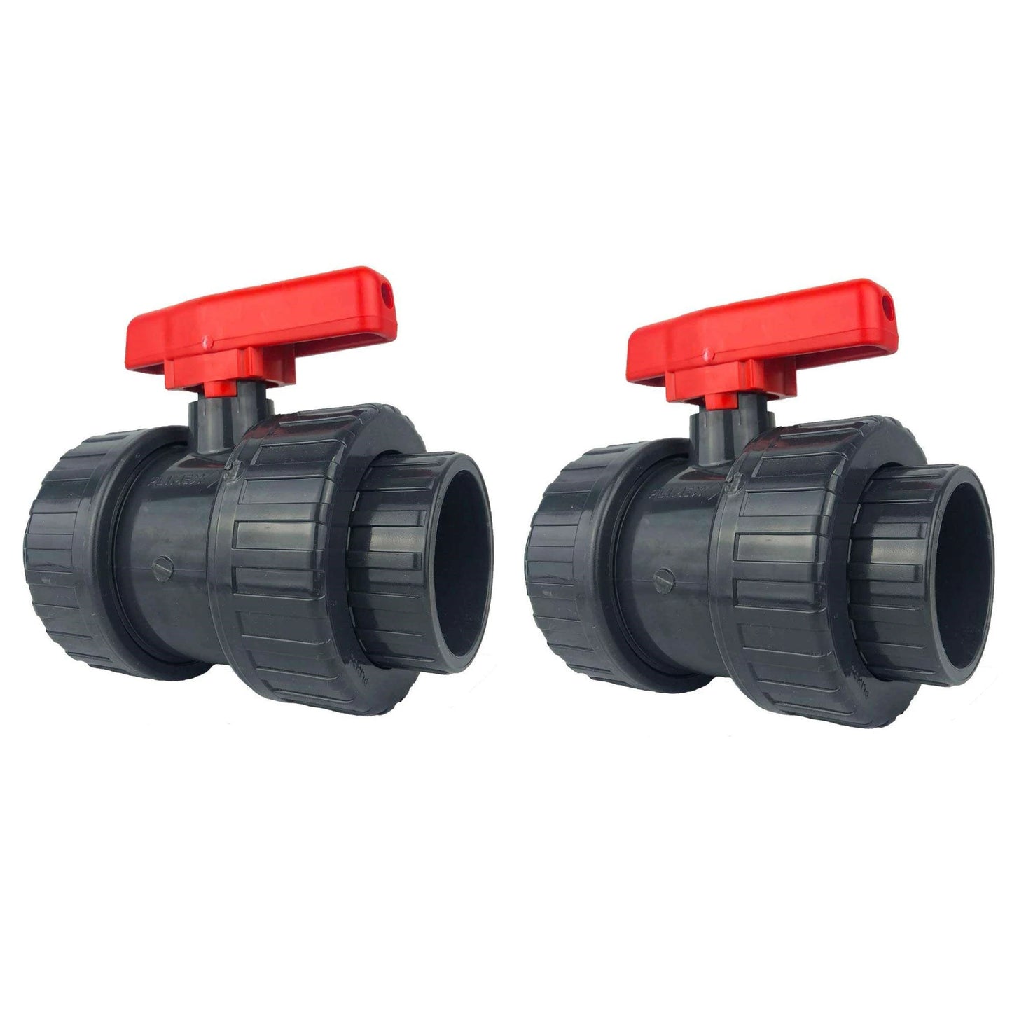 PVC 2-Wege Kugelhahn mit rotem Hebel - Ø50mm