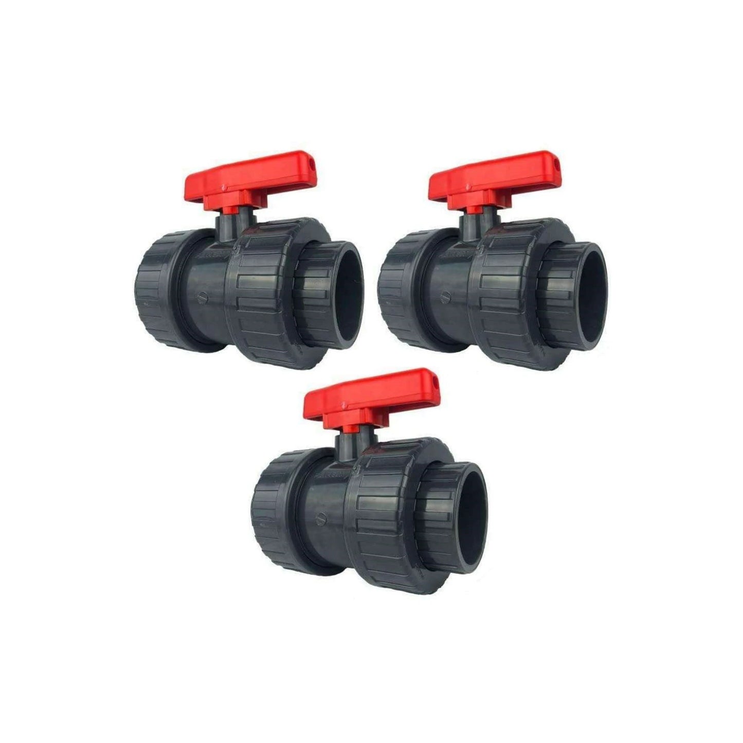 PVC 2-Wege Kugelhahn mit rotem Hebel - Ø50mm