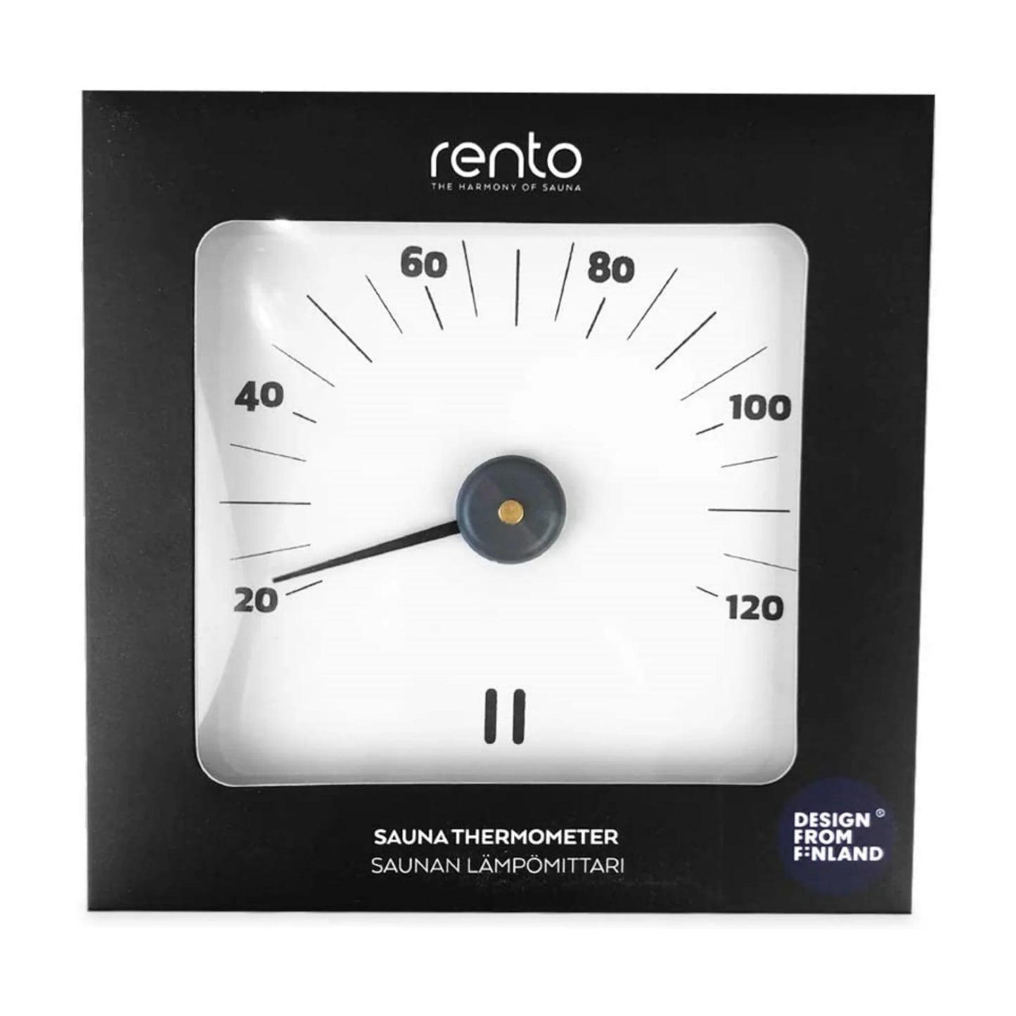 Rento Sauna Thermometer eckig aus Aluminium weiß
