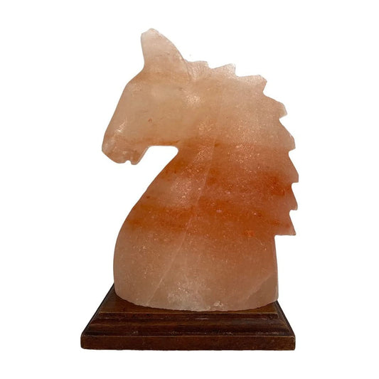 Kristall Salzlampe "Pferd" auf Holzsockel