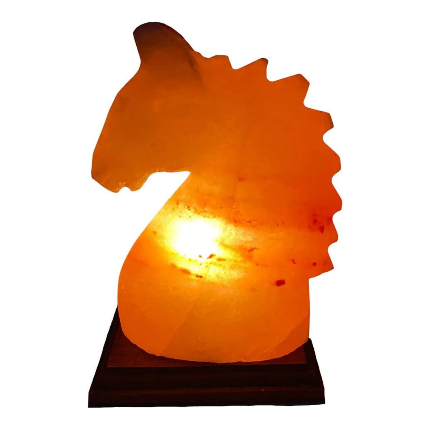 Kristall Salzlampe "Pferd" auf Holzsockel