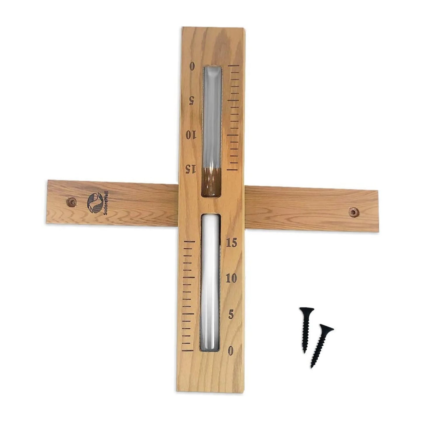 Sauna Sanduhr Premium 15 Minuten aus dunklem Zedernholz mit weißem Sand