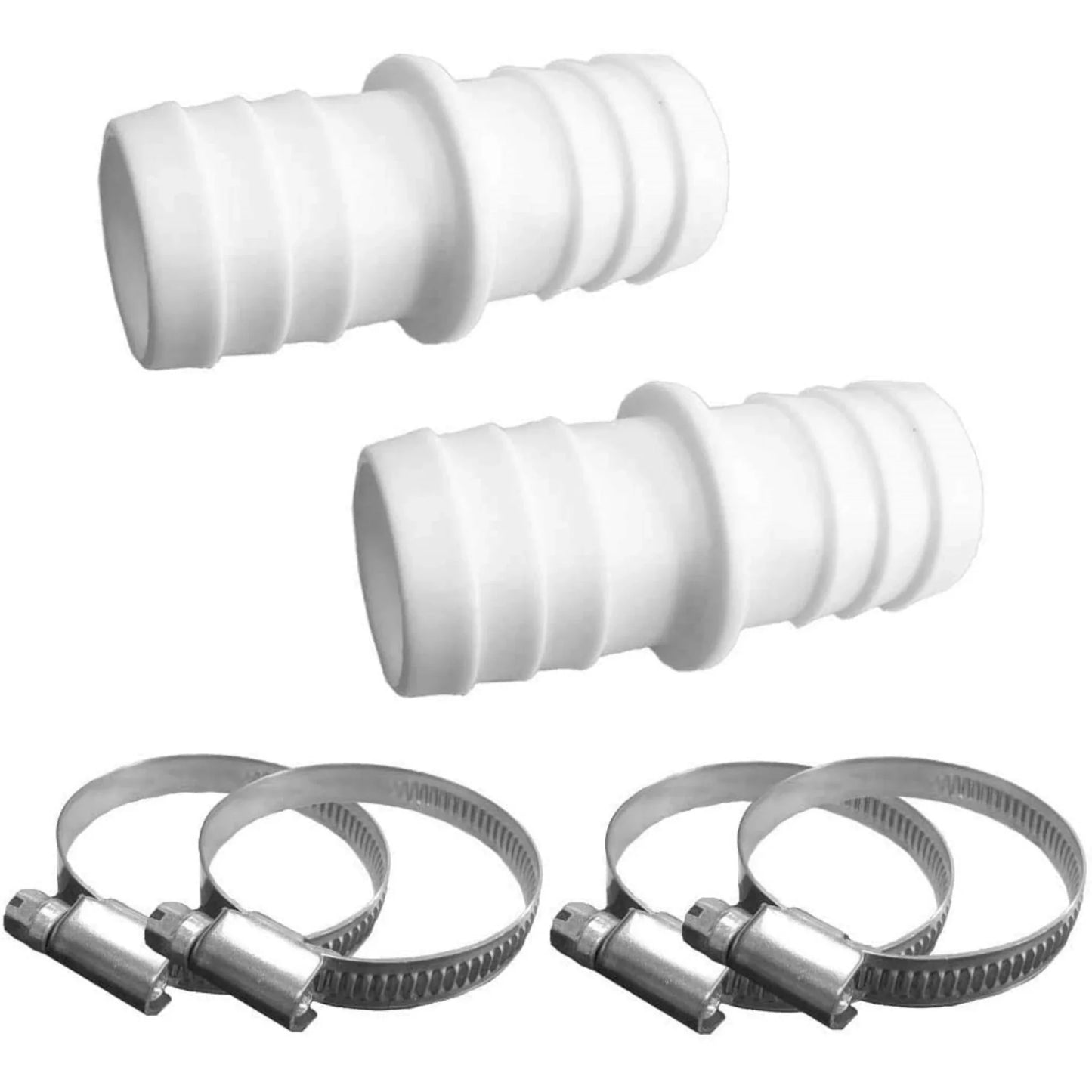 Pool Schlauchverbinder Set gerippt 38 x 38mm + Schlauchschellen