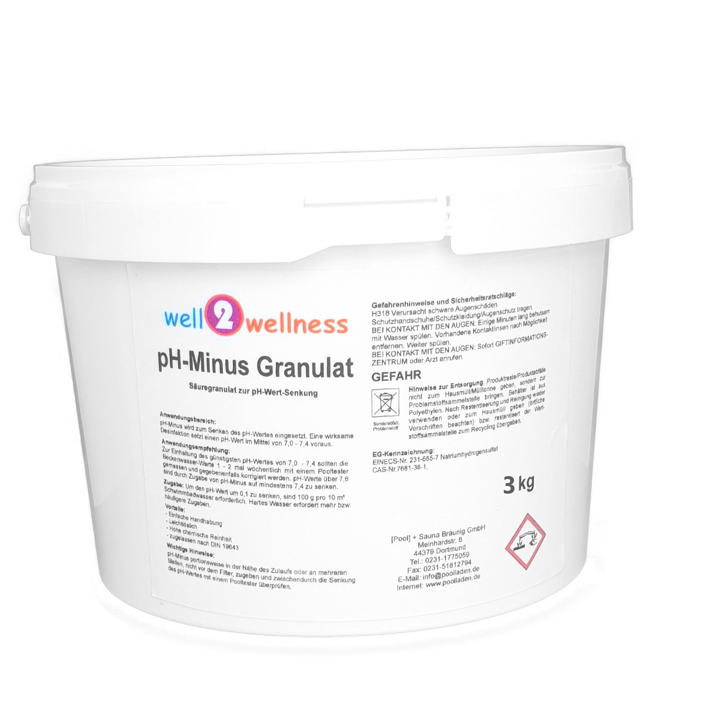 well2wellness® Pool Starterset Wasserpflege dreiteilig No.2 | Chlor S Granulat 3Kg, Algenverhüter 3L & Ph - Granulat 3Kg