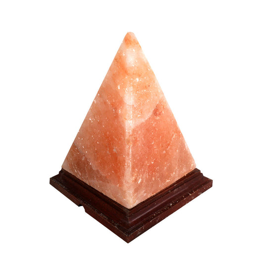 Salzkristall Lampe "Pyramide" auf Holzsockel