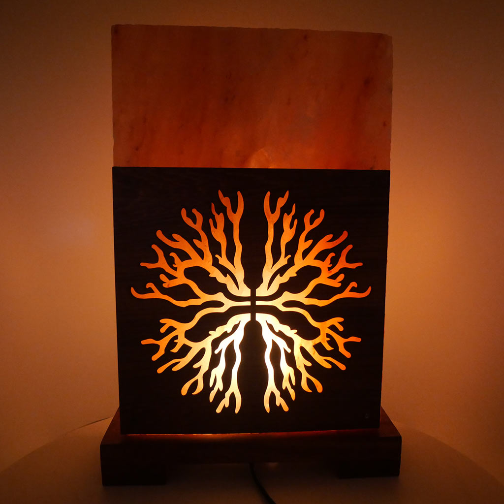 Stimmungsvolle Salzkristall Lampe "Double Tree"