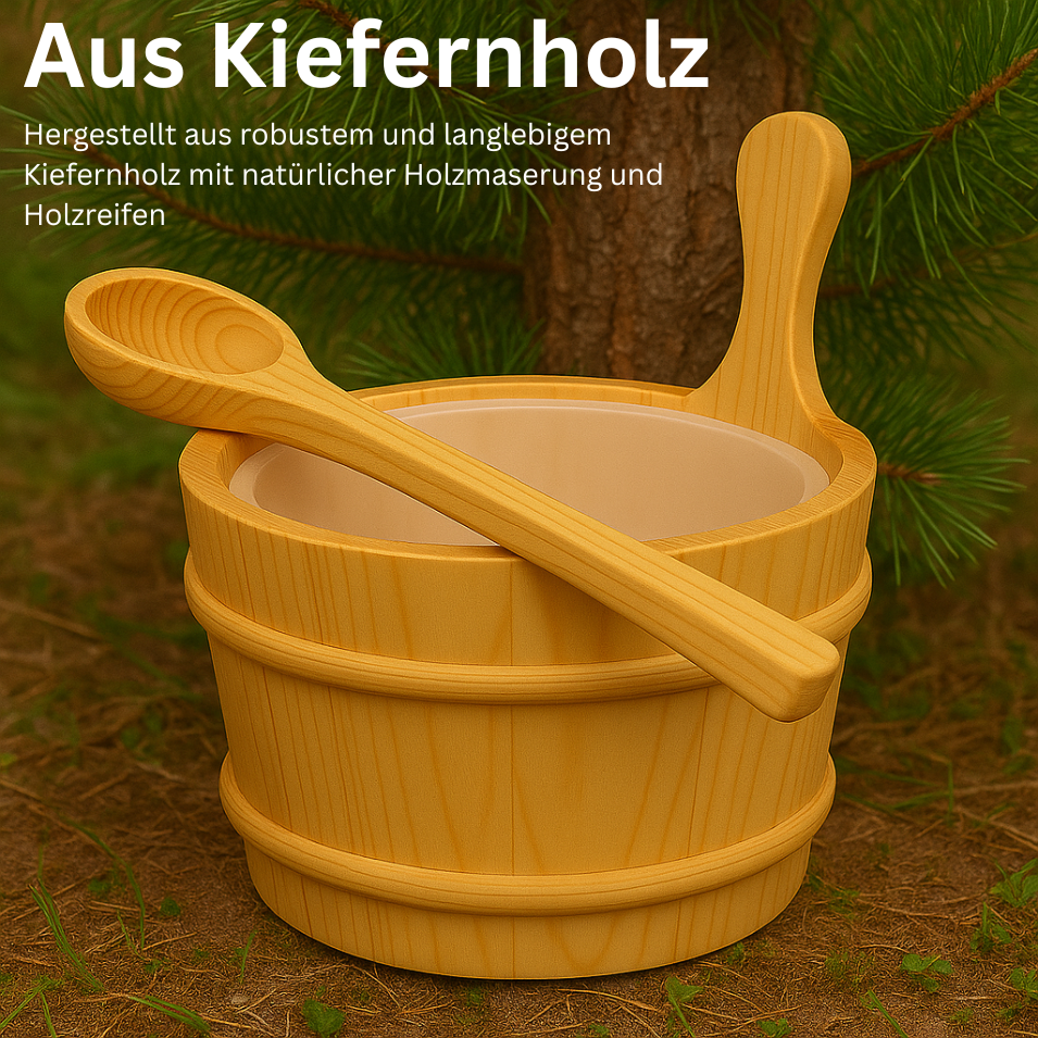 Saunakübel Set Kiefernholz inkl. Saunakelle
