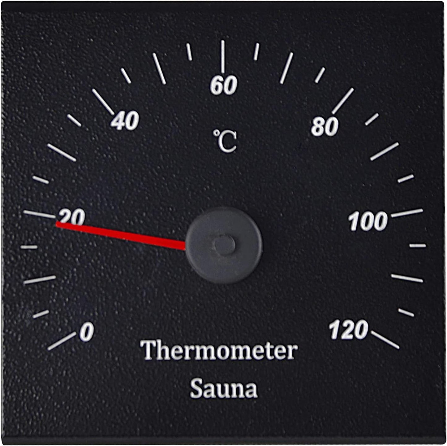 SudoreWell® Sauna Thermometer black aus schwarzem Aluminium 120 x 120mm mit rotem Zeiger