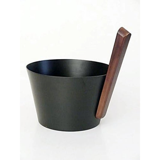 SudoreWell® Saunakübel Sauna - Aufgusskübel 5,0 l aus ALU schwarz mit Holzgriff