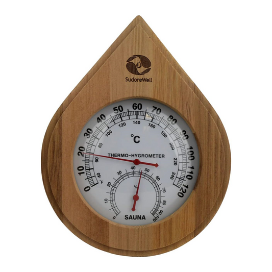 Sudorewell® Sauna Klimamesser Tropfen dunkel - Thermometer + Hygrometer