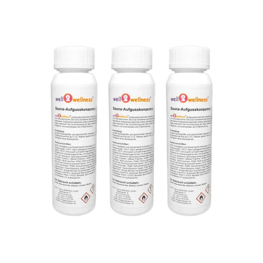 Saunaaufguss Set 3 x 125 ml - freie Duftwahl + 10g Mentholkristalle