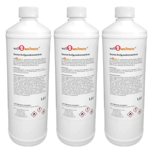 Saunaaufguss Set 3 x 1000 ml - freie Duftwahl + 10g Mentholkristalle