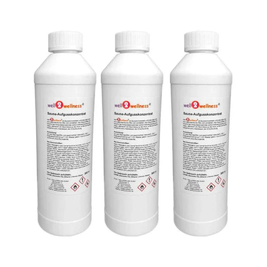 Saunaaufguss Set 3 x 500 ml - freie Duftwahl + 10g Mentholkristalle
