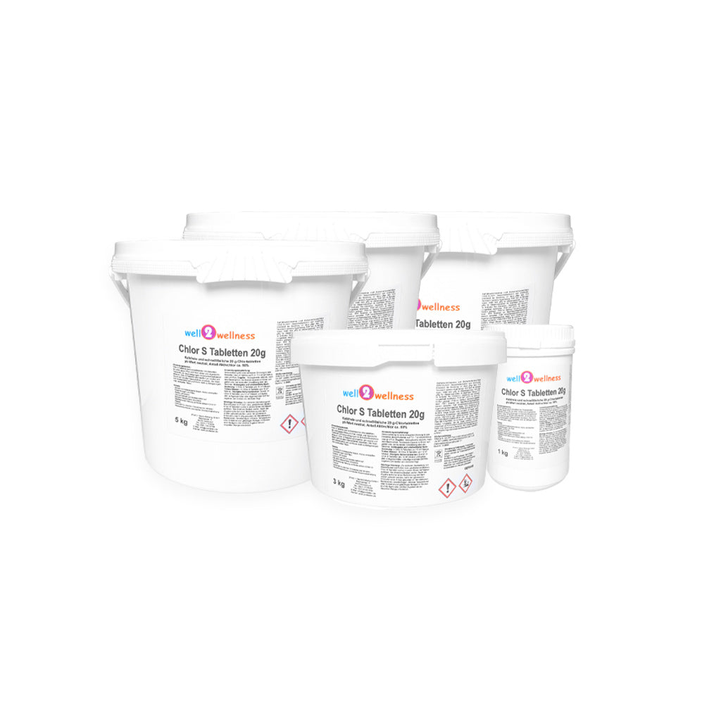 well2wellness® Chlor S Tabs 20g - schnell lösliche Chlortabletten