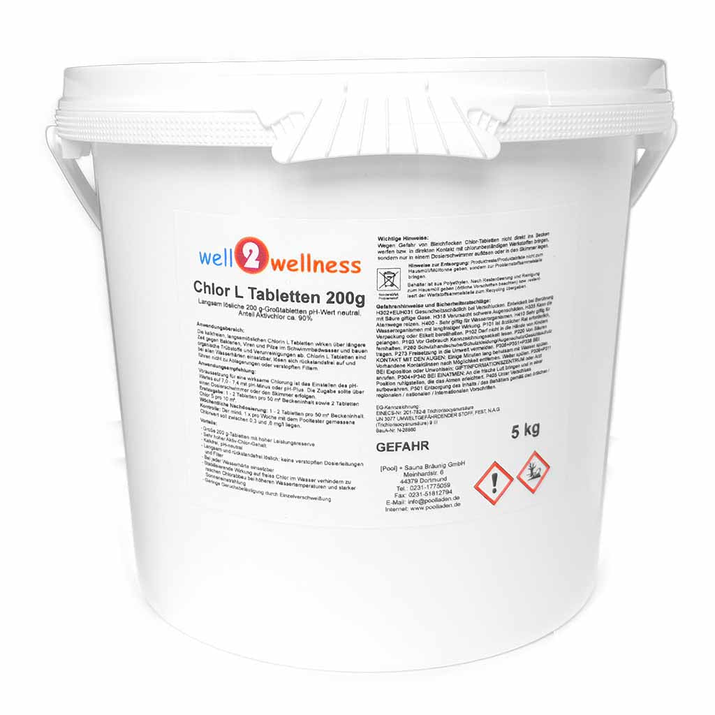 well2wellness® Pool Starterset Wasserpflege dreiteilig No.4 mit Chlortabletten 200g
