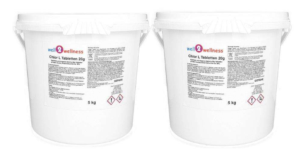 well2wellness® Chlor L-Tabs 20g - langsam lösliche Chlortabs 20g
