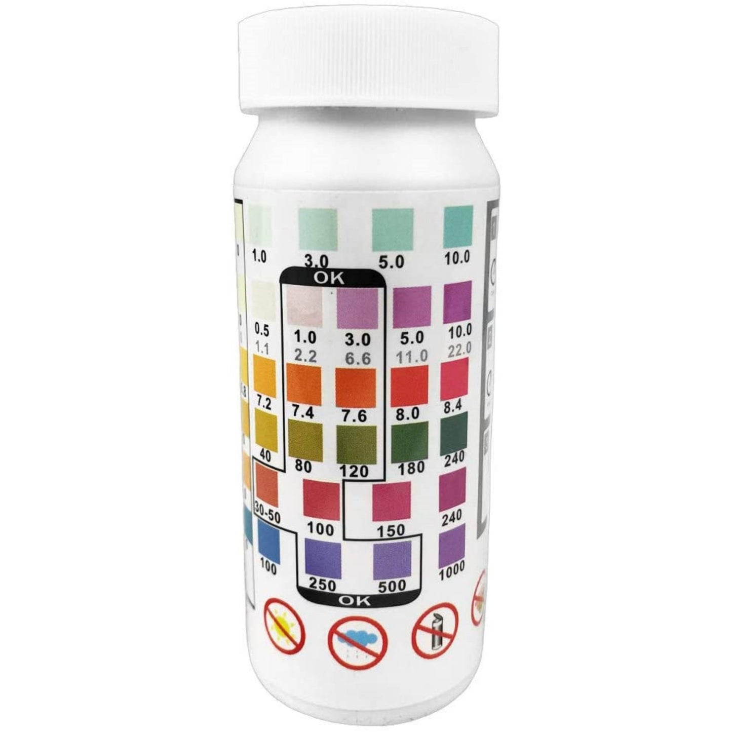 DIASA® DPOOL Teststreifen 7in1 für Cl (frei + total), Brom, pH, Alkalinität, CYA, Härte - 50 Stück
