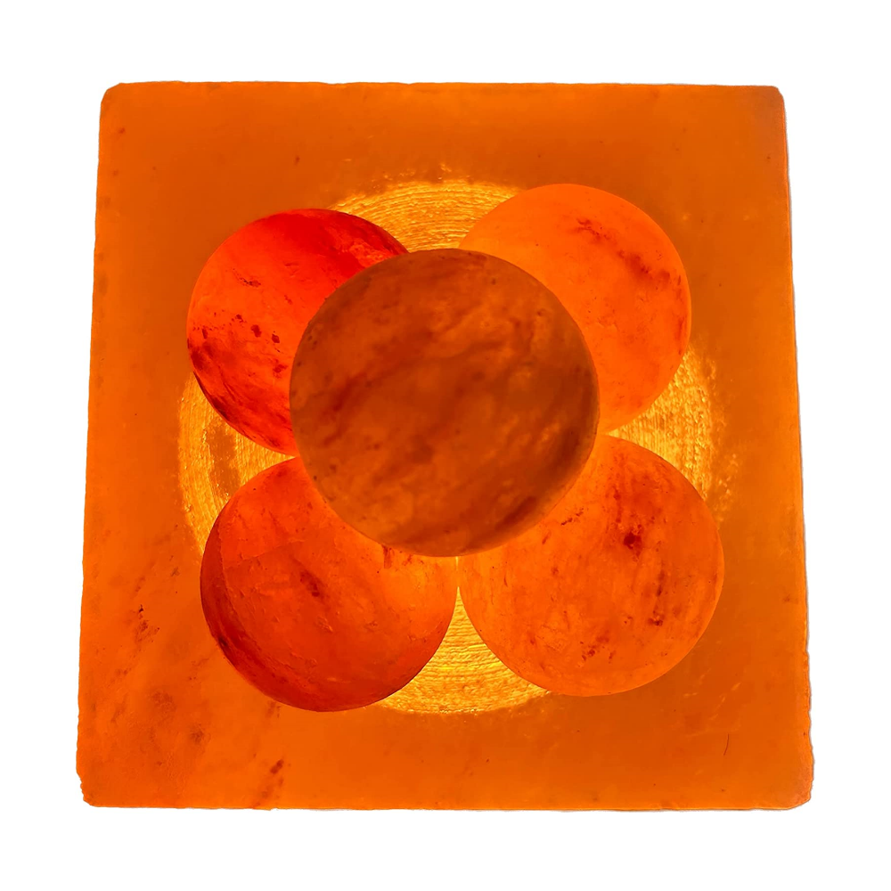Salzkristall Lampe "Feuerschale mit Salzbrocken in Ball-Form Ø 18 cm"