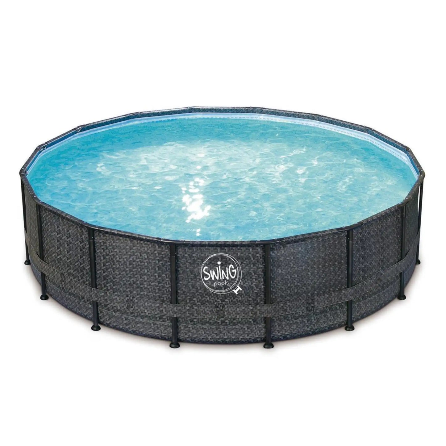 Frame-Pool Schwimmbecken Swing 305 x 72cm - Rattan Geflecht anthrazit