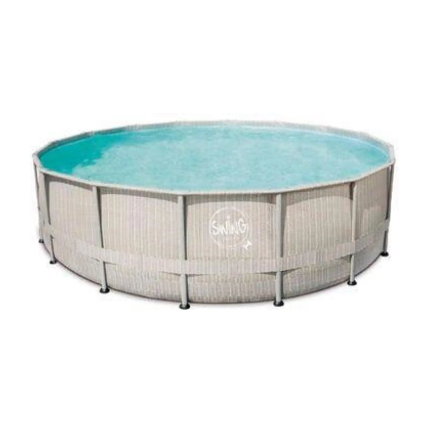 Frame-Pool Schwimmbecken Swing 427 x 107cm - Rattan Geflecht hellgrau