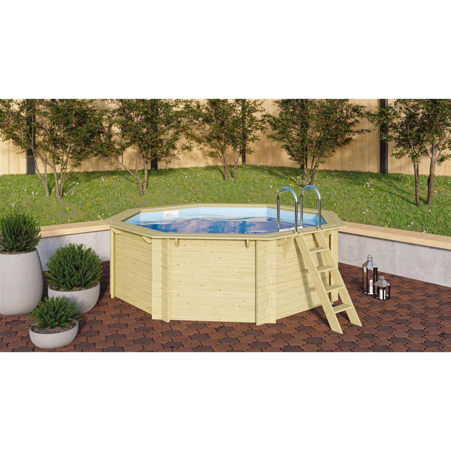 Trend Holzpool SET Achteck - 470 x 470 x 124 cm