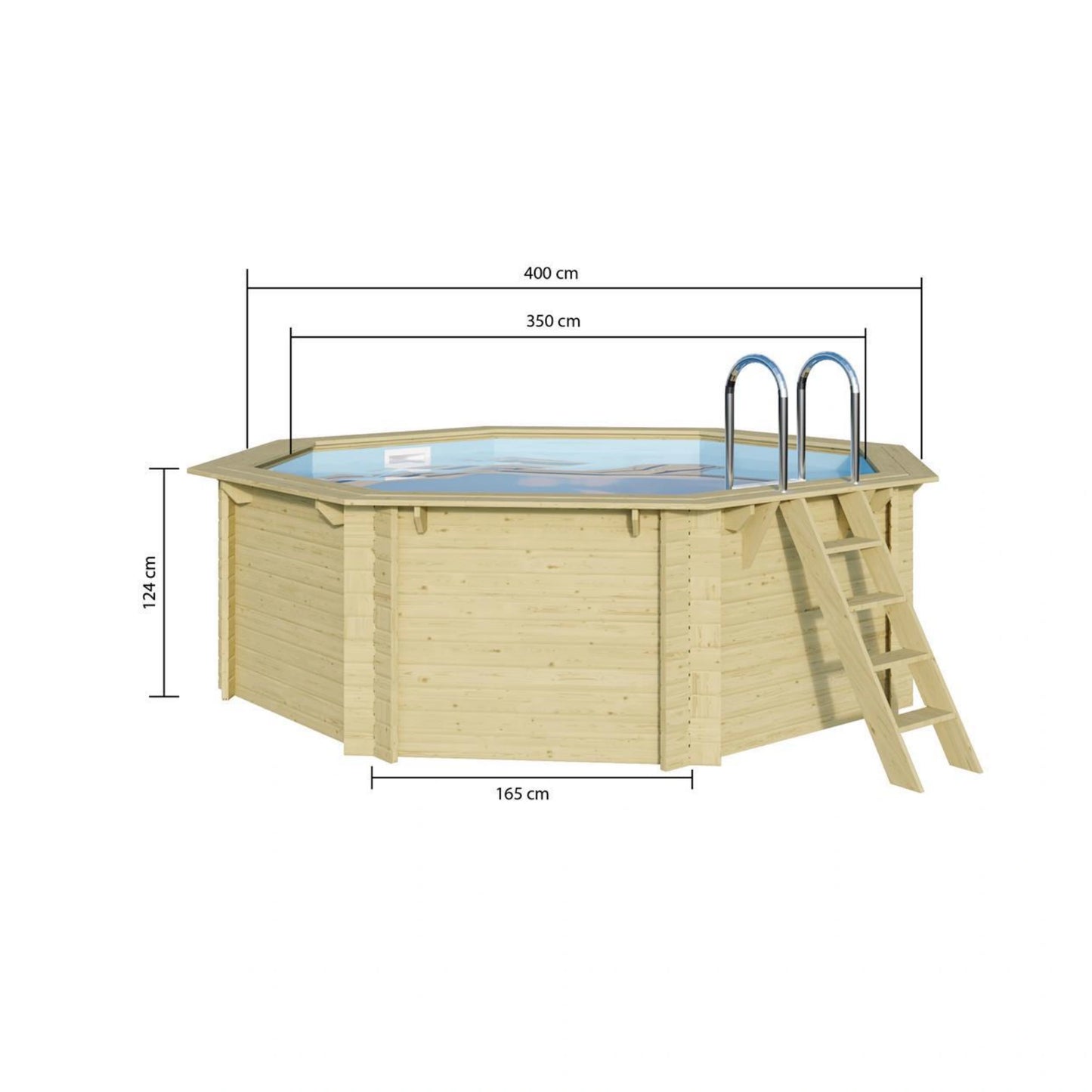 Trend Holzpool SET Achteck - 470 x 470 x 124 cm