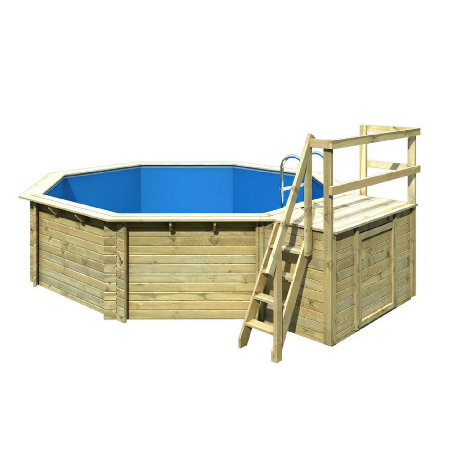 Trend Holzpool SET Achteck - 470 x 470 x 124 cm inkl. Terrasse