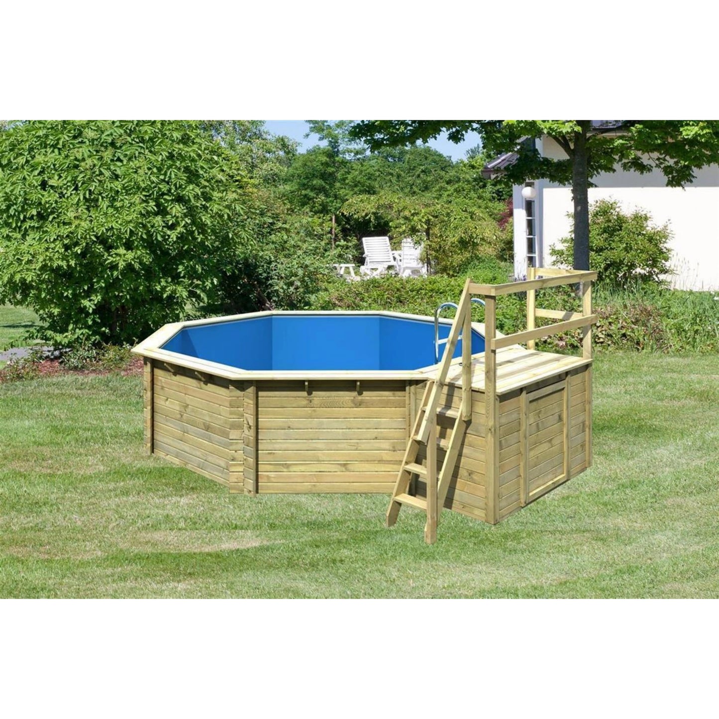 Trend Holzpool SET Achteck - 470 x 470 x 124 cm inkl. Terrasse