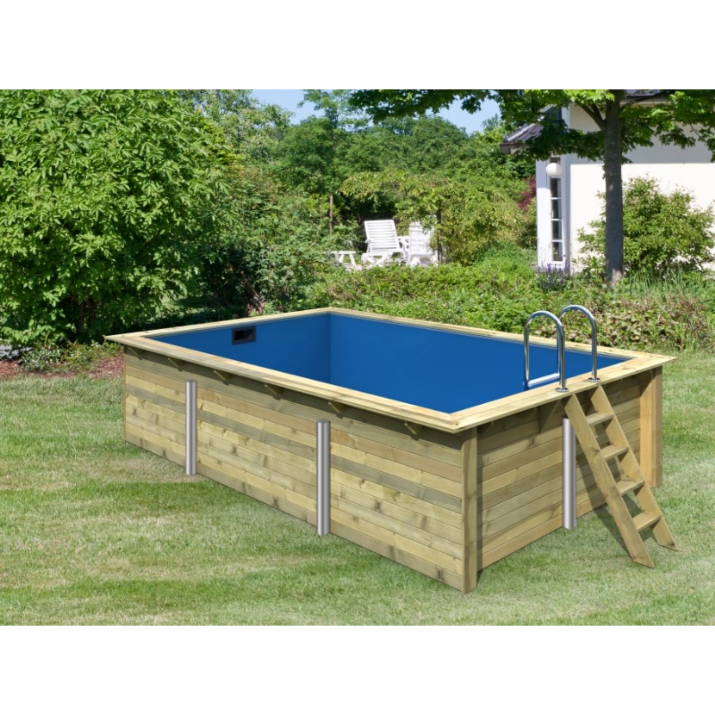 Trend Holzpool SET Rechteck - 350 x 530 x 124 cm