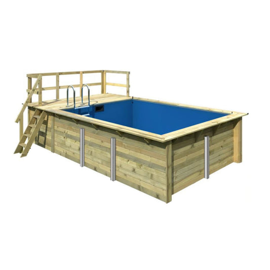 Trend Holzpool SET Rechteck - 350 x 530 x 124 cm inkl. Terrasse