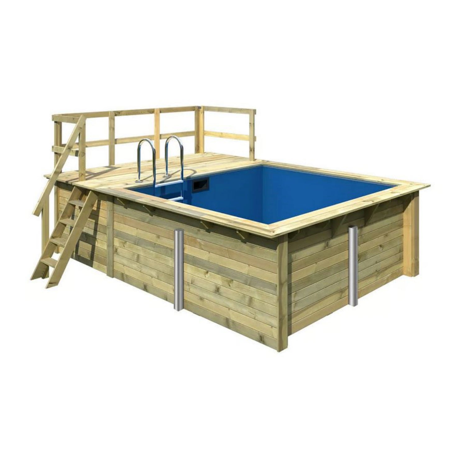 Trend Holzpool SET Rechteck - 350 x 320 x 124 cm inkl. Terrasse