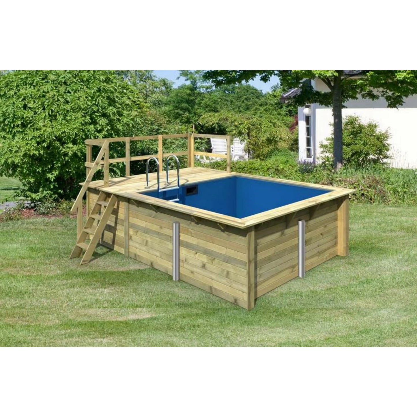 Trend Holzpool SET Rechteck - 350 x 320 x 124 cm inkl. Terrasse