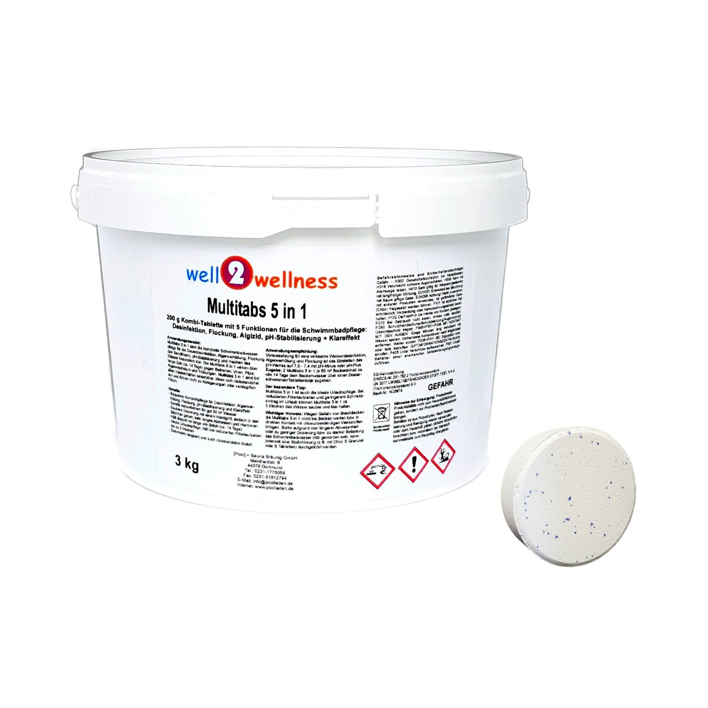 well2wellness® Pool Starterset Wasserpflege dreiteilig No.3 mit Multitabs 5in1 200g