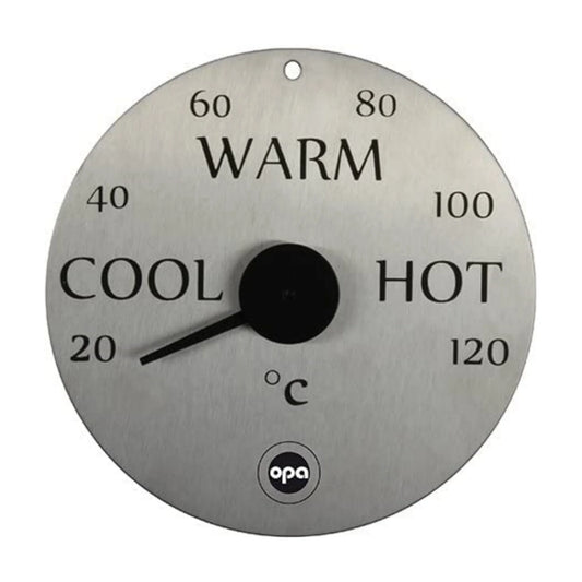 Opa-Lumo Sauna-Thermometer "Cool-Hot" aus Edelstahl und Holz