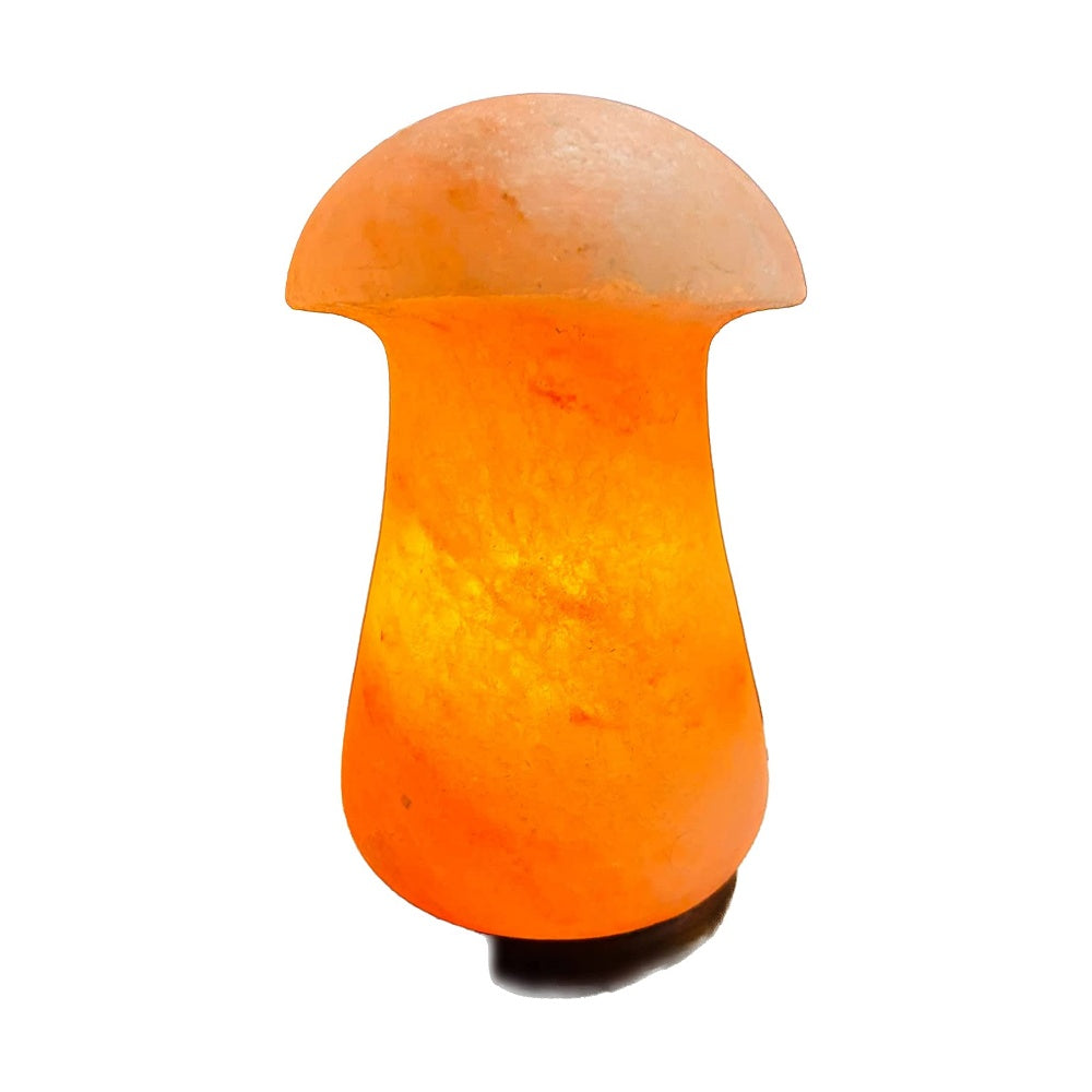Salzkristall Lampe "Mushroom" auf Holzsockel